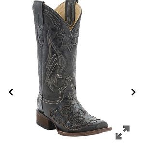 Corral Black Inlay Square Toe Cowgirl Boots